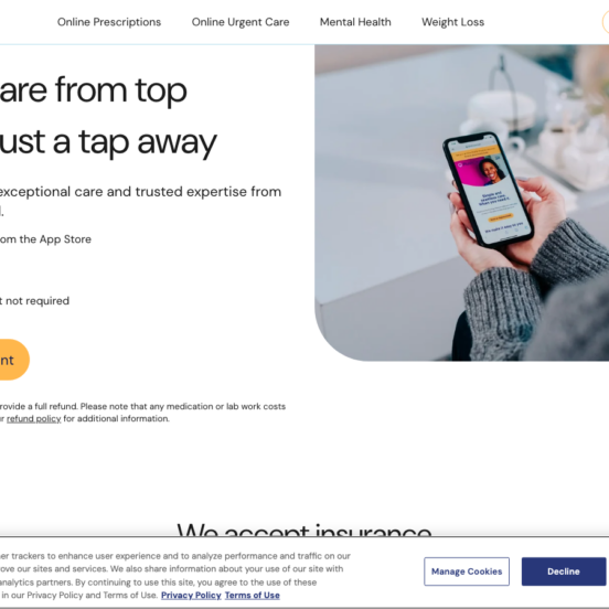 PlushCare homepage showing GLP-1 weight loss services