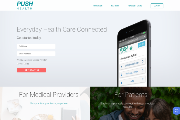Push Health homepage showing GLP-1 weight loss services