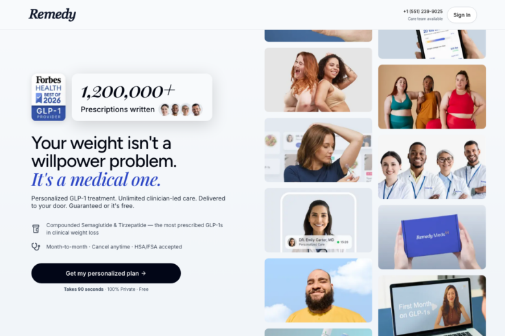 Remedy Meds homepage showing GLP-1 weight loss services