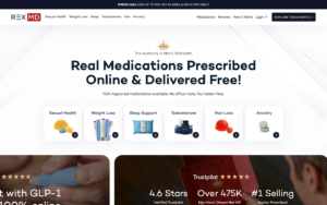 Rex MD homepage showing GLP-1 weight loss services