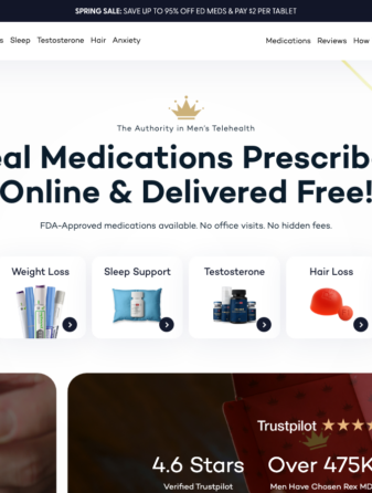 Rex MD homepage showing GLP-1 weight loss services
