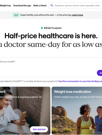 Sesame Care homepage showing GLP-1 weight loss services