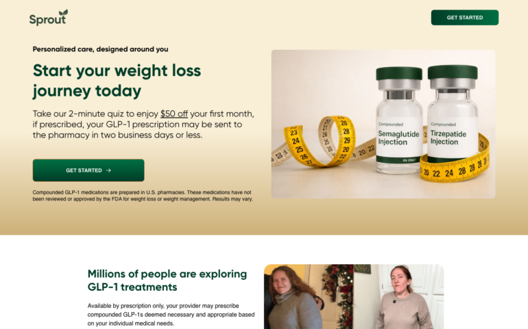Sprout Health GLP-1 weight loss program page