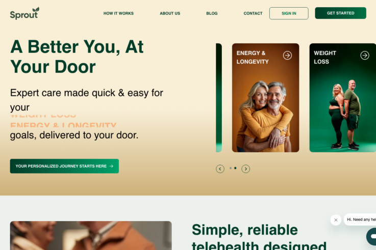 Sprout Health homepage showing GLP-1 weight loss services