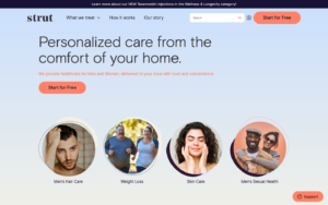 Strut Health homepage showing GLP-1 weight loss services
