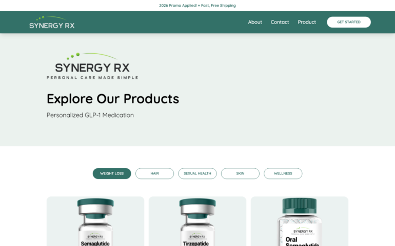 Synergy RX GLP-1 weight loss program page