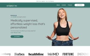 Synergy RX homepage showing GLP-1 weight loss services
