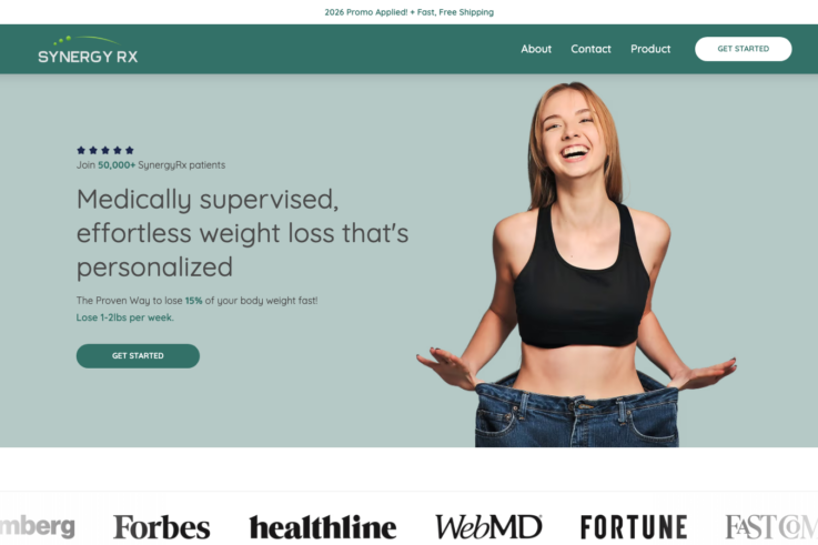 Synergy RX homepage showing GLP-1 weight loss services