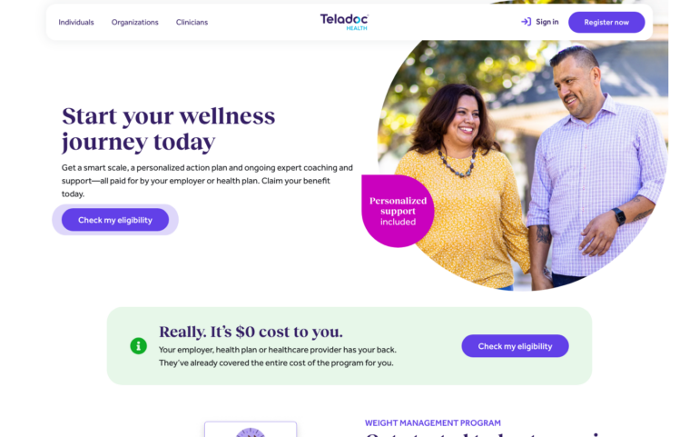 Teladoc Health GLP-1 weight loss program page