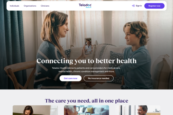 Teladoc Health homepage showing GLP-1 weight loss services