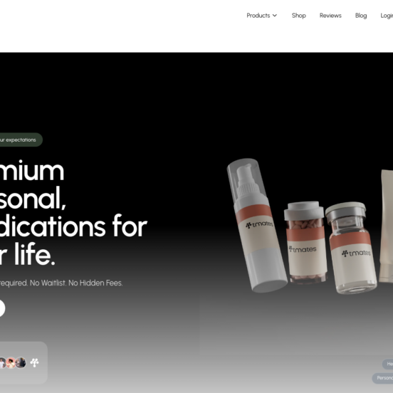 Tmates homepage showing GLP-1 weight loss services