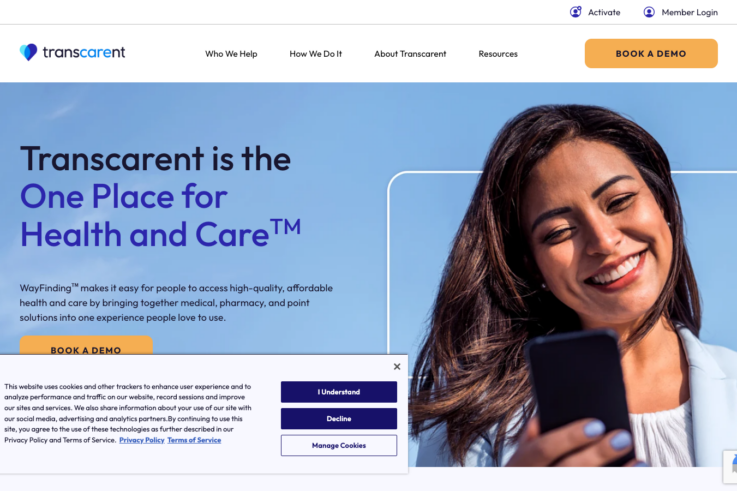 Transcarent homepage showing GLP-1 weight loss services