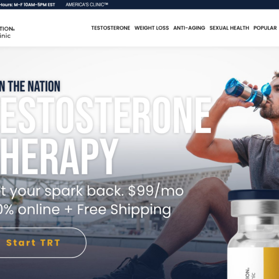 TRT Nation homepage showing GLP-1 weight loss services