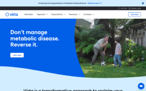 Virta Health homepage showing GLP-1 weight loss services