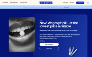 WeightWatchers Clinic homepage showing GLP-1 weight loss services