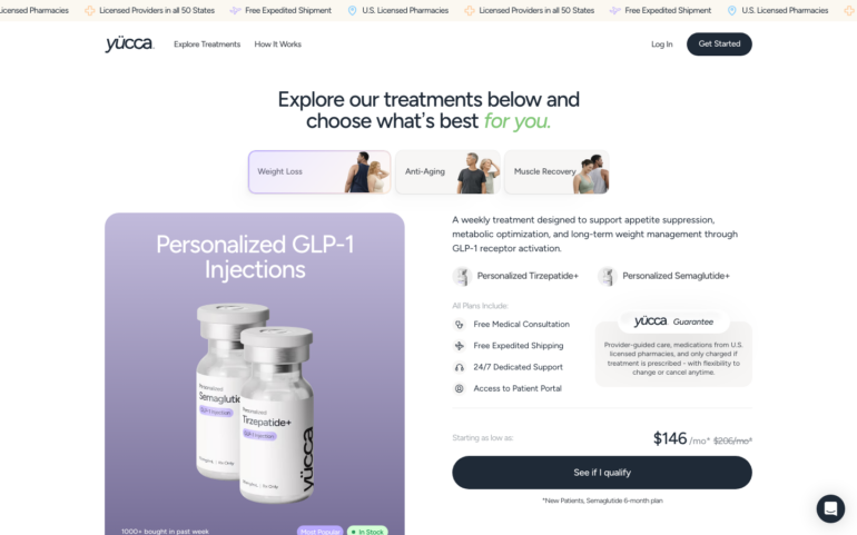 Yucca Health GLP-1 weight loss program page