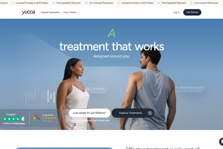 Yucca Health homepage showing GLP-1 weight loss services